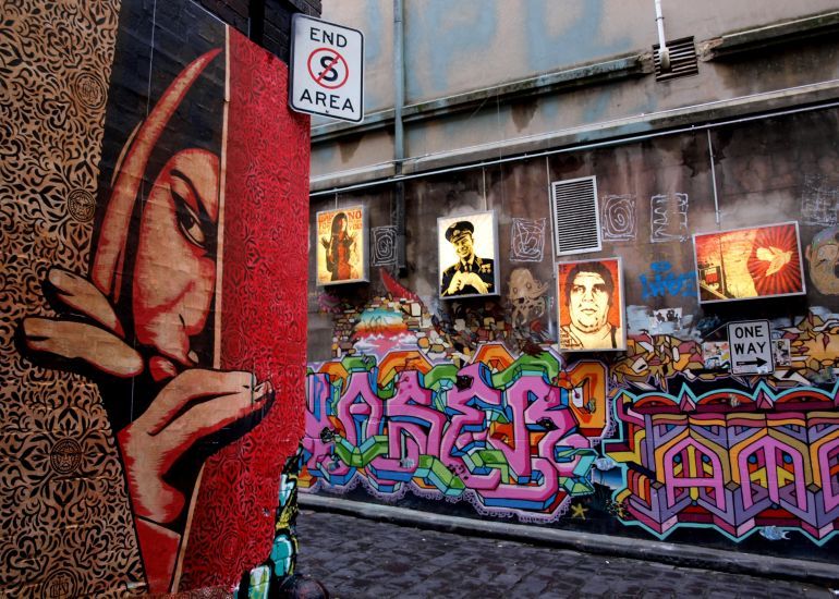 The graffiti-covered walls of Hosier Lane in Melbourne’s CBD. The graffiti-covered walls of Hosier Lane in Melbourne’s CBD.