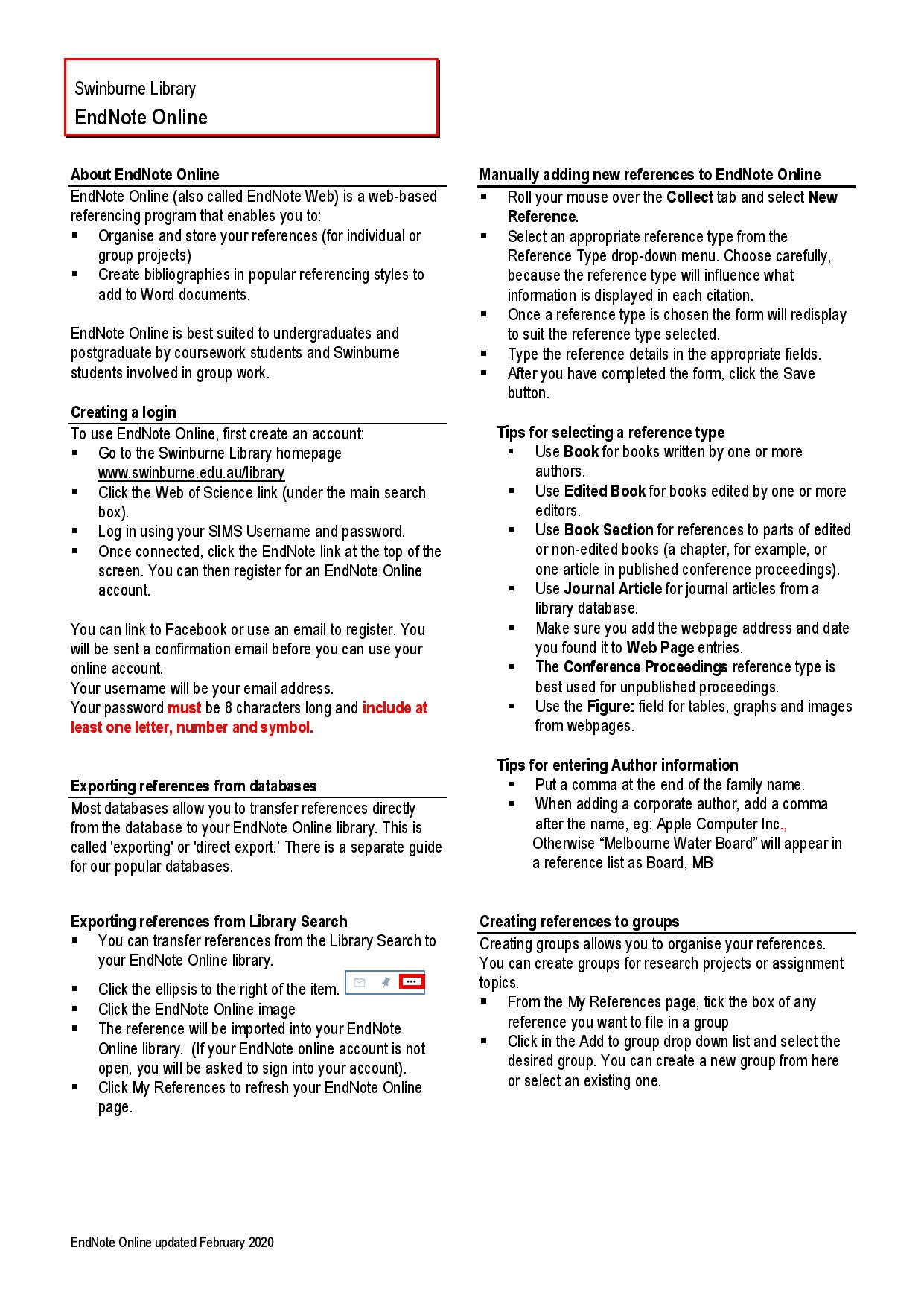 EndNote online user guide