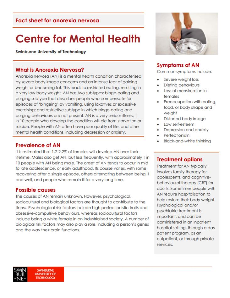 Anorexia Nervosa (AN) fact sheet