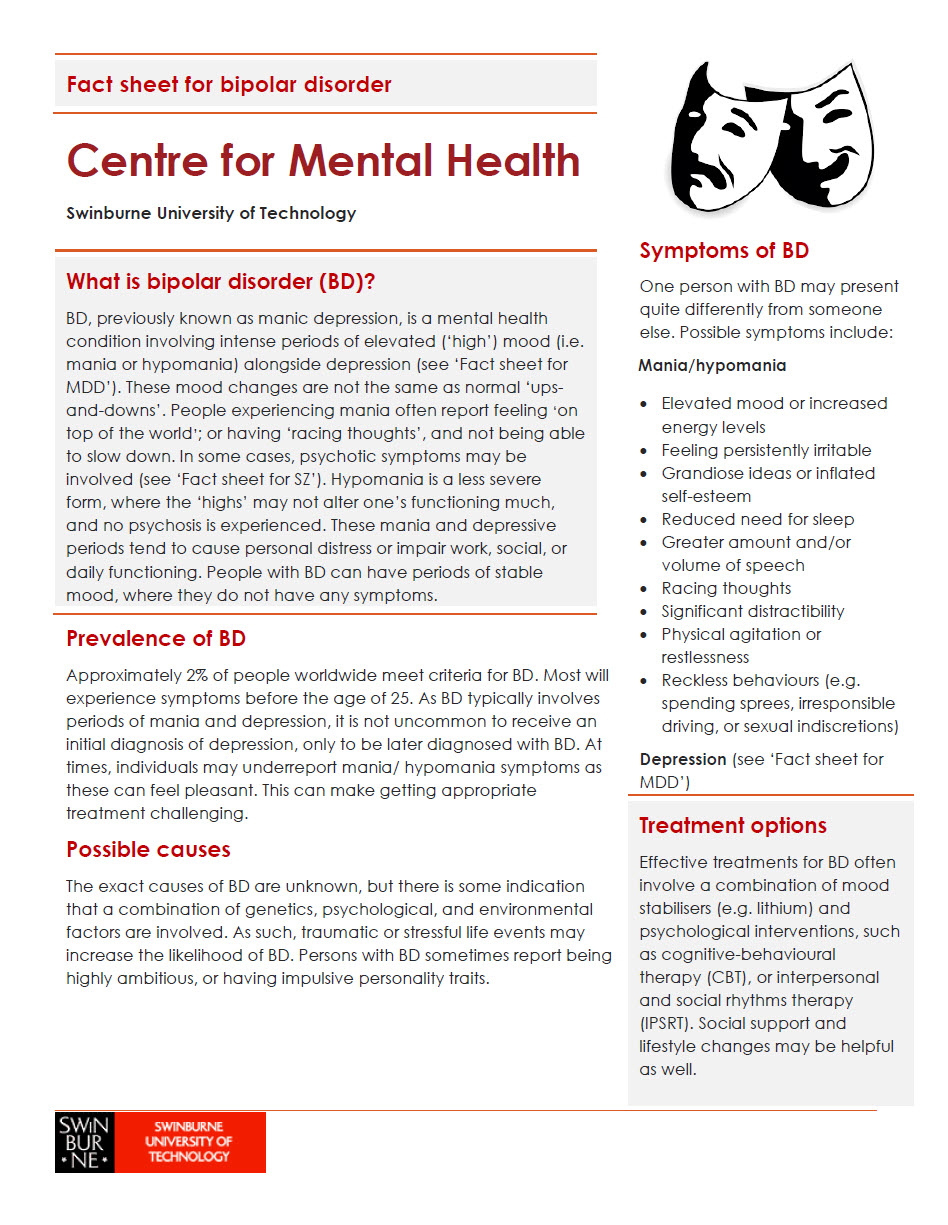 Bipolar Disorder (BD) fact sheet