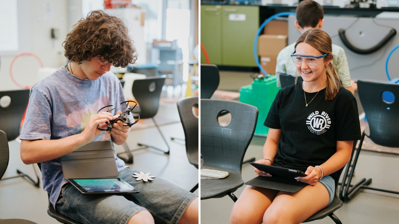 MTC-FAC attendees participating in drone flying in the STEM workshop at the Knox Innovation, Opportunity and Sustainability Centre (KIOSC) on Swinburne's Wantirna campus. MTC-FAC attendees participating in drone flying in the STEM workshop at the Knox Innovation, Opportunity and Sustainability Centre (KIOSC) on Swinburne's Wantirna campus.