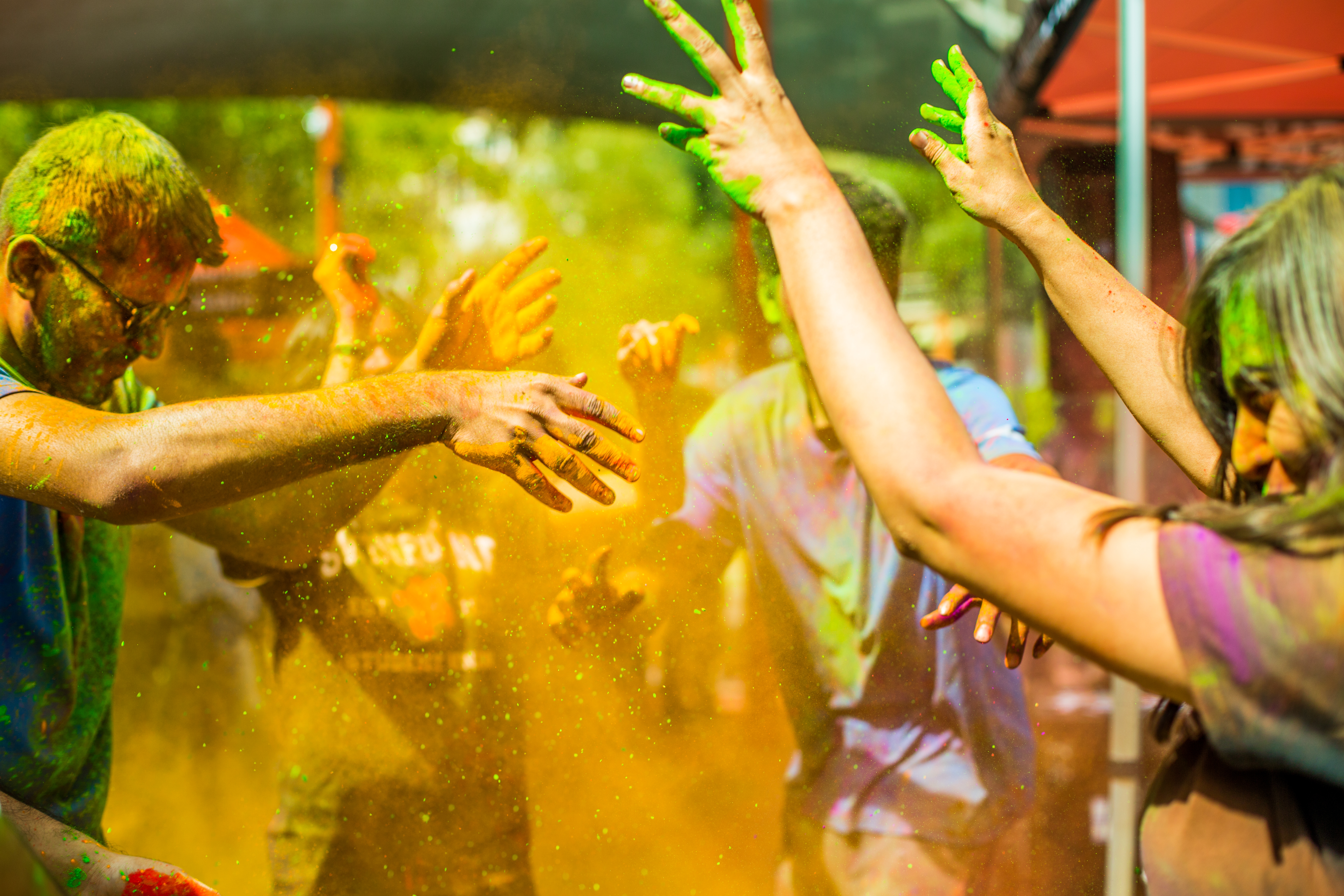 Holi Festival, 2018 Students celebrating the Holi festival on campus throwing paint