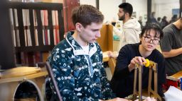 Students using equipment