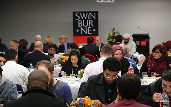 Swinburne staff and students sharing Iftar dinner