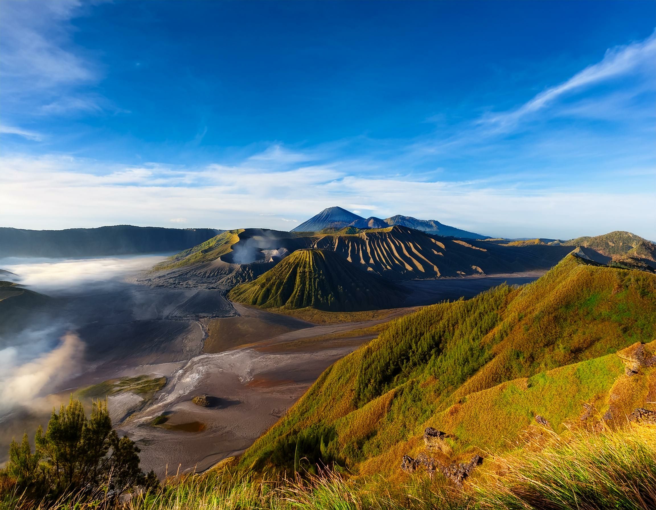 Mount Bromo volcano (Gunung Bromo)in Bromo Tengger Semeru National Park, East Java, Indonesia Mountain view in East Java, Indonesia