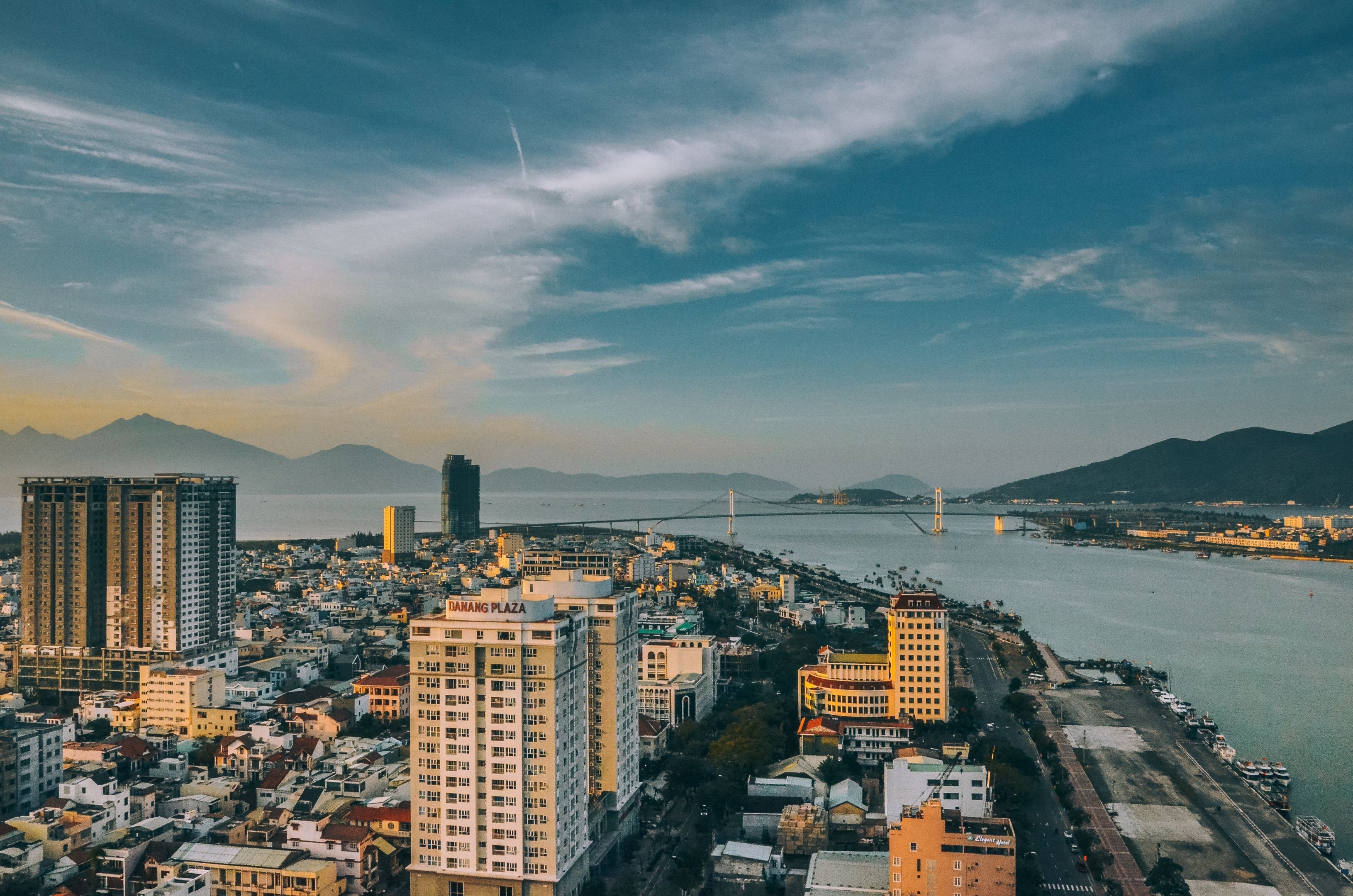 Aerial image of Da Nang, Vietnam Aerial colour image of coastal city Da Nang, Vietnam