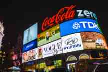 Adverts in London Piccadilly during the night