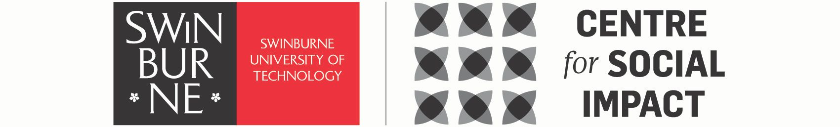 Swinburne Centre for Social Impact The Swinburne University of Technology logo is to the left with 9 star-like figures in the middle and the text 'Centre for Social Impact' to the far right