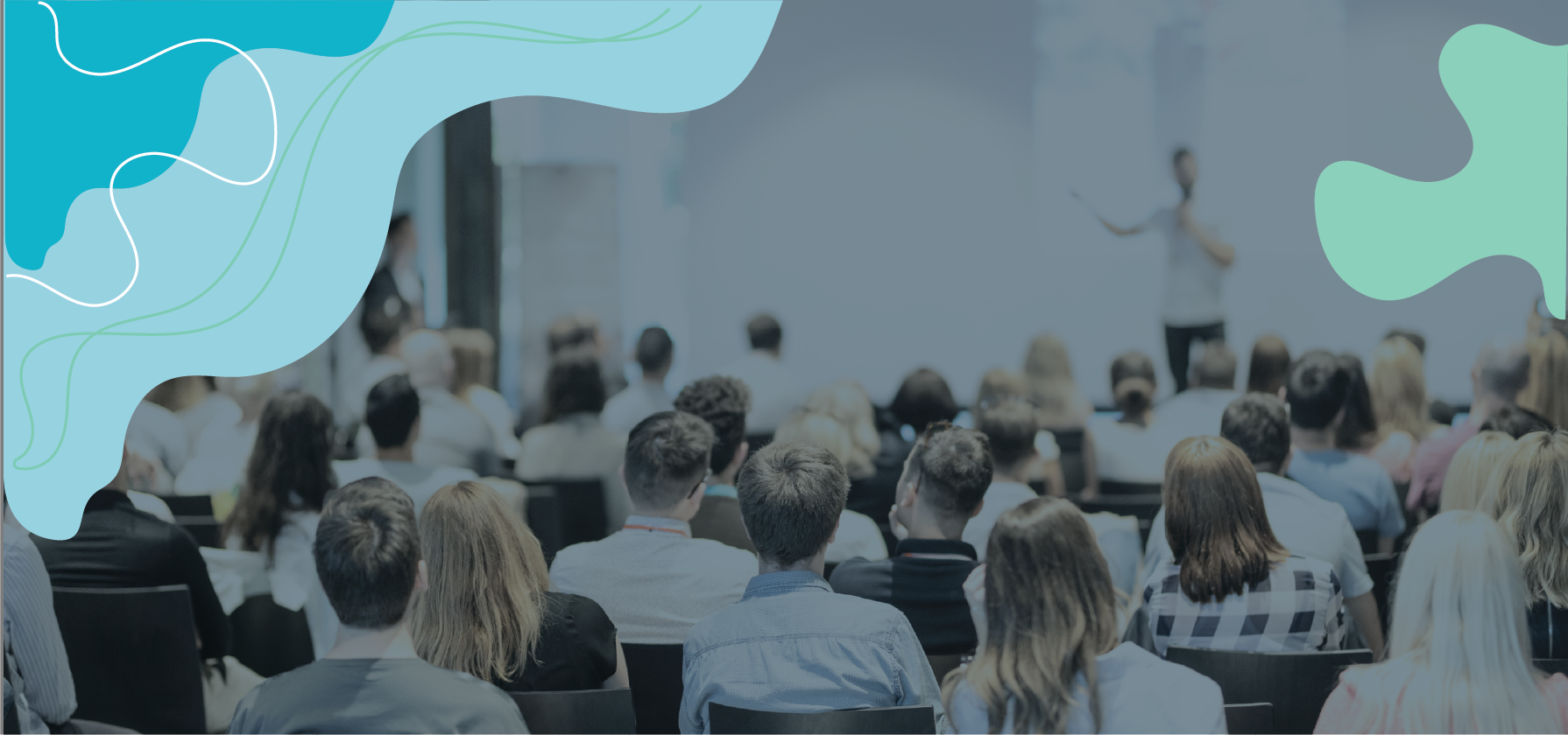 Stylised image of attendees at a lecture