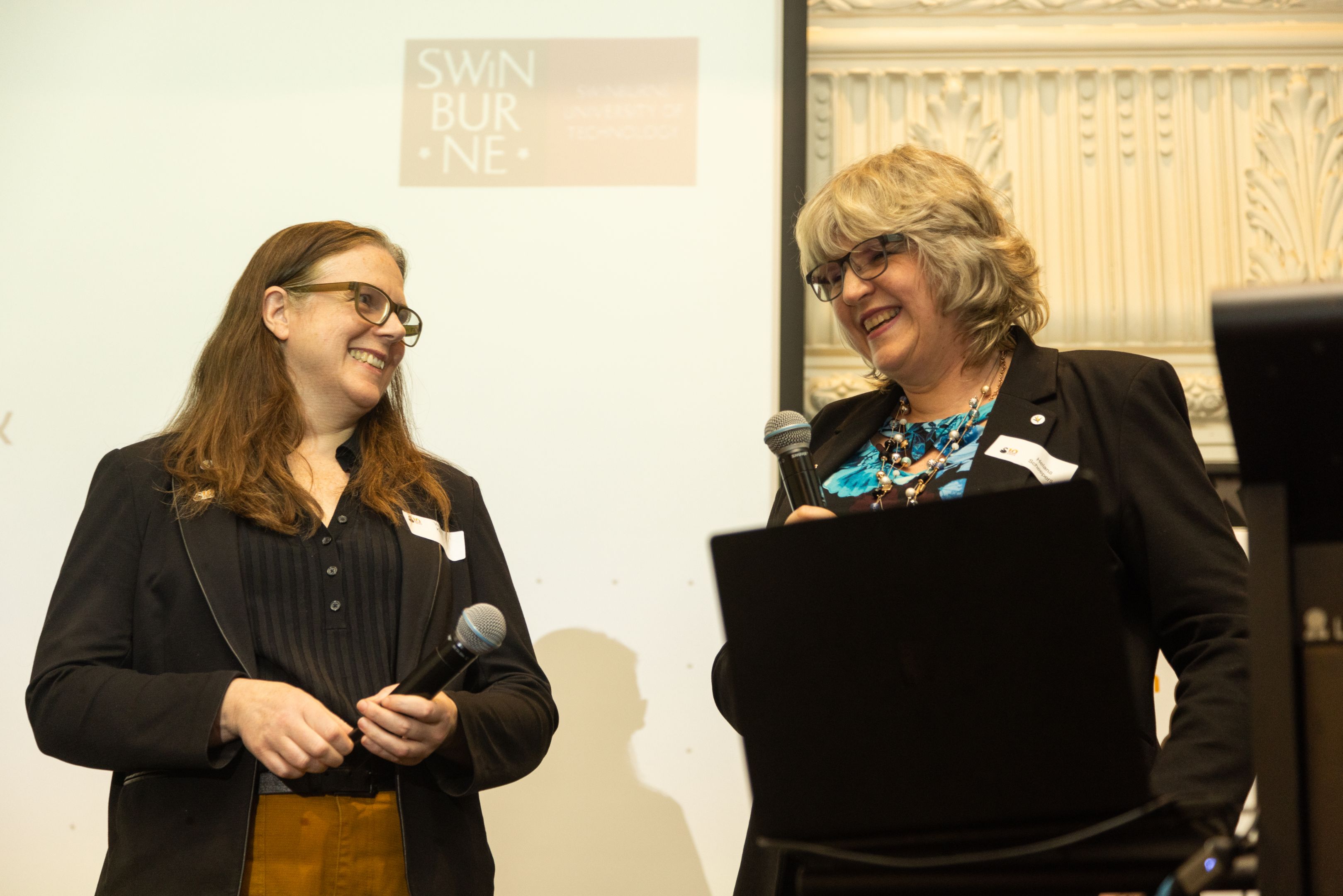 Two of SWAN founding members Professor Virginia Kilborn and Professor Helana Scheepers.