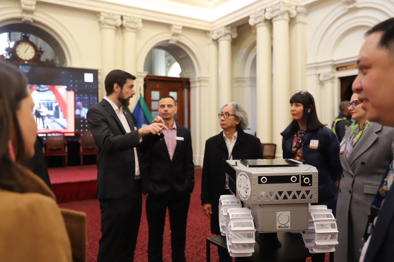 A glimpse of a model of Roo-ver along with presentations from Sam Webster, Deputy Director of ELO2
