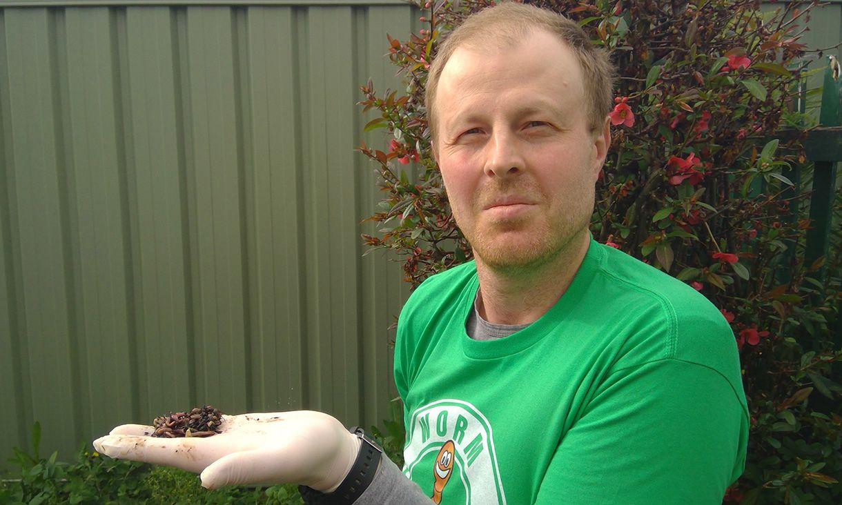 Ivan Maksimov Ivan Maksimov wearing a green tshirt holding a handful of earthworms