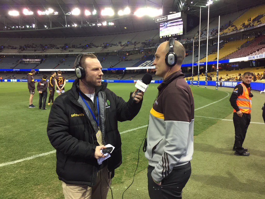 Sam Duncan Photograph of Swinburne alumnus Sam Duncan working at Etihad Stadium.