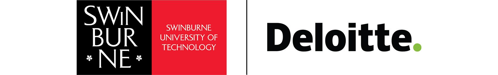 Swinburne Deloitte logo The Swinburne University of Technology logo is to the left and the text 'Deloitte' to the far right