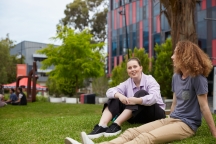 Two students sitting together in wakefield gardens
